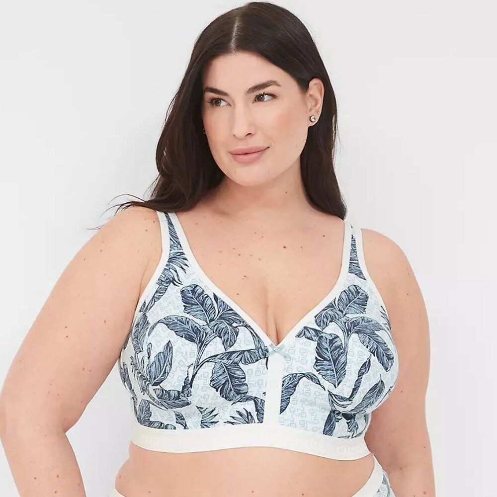 Cacique Lane Bryant Cotton Lightly Lined No-Wire Bra Island Palm Size 42C